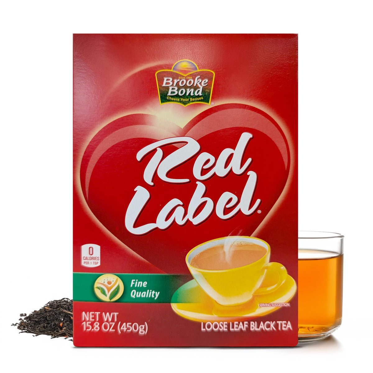 Brooke Bond Red Label loose tea in 450g pack delivers rich, everyday flavor.