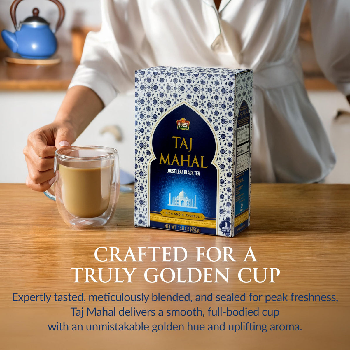 Brooke Bond Taj Mahal traditional chai setup for tea time