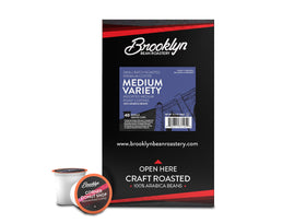 Brooklyn Beans Boardwalk Blend cup being prepared for a seaside-inspired brew.