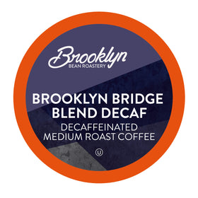 Brooklyn Beans Brooklyn Bridge Decaf pods ready for any time of day with bold aroma.