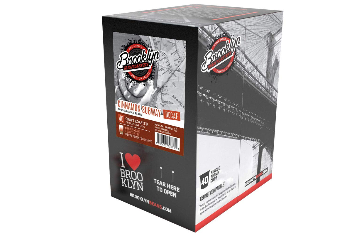 Aromatic cinnamon aroma from Brooklyn Beans Cinnamon Subway decaf cup.