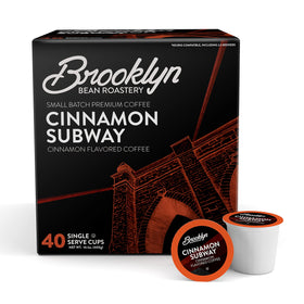 Brooklyn Beans Cinnamon Subway coffee pod close-up ready to brew a cozy morning.