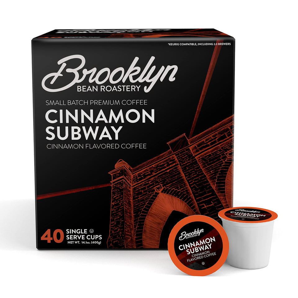 Brooklyn Beans Cinnamon Subway coffee pod close-up ready to brew a cozy morning.