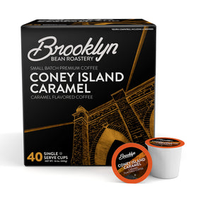 Brooklyn Beans Coney Island Caramel pod close-up for rich aroma.