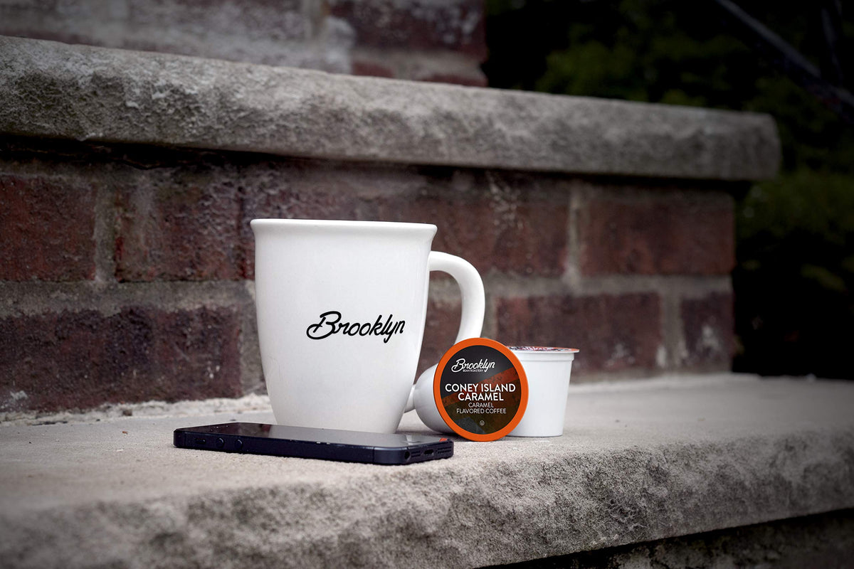 Creamy caramel swirl on a Brooklyn Beans pod, showcasing flavor depth.