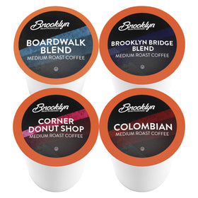 Brooklyn Beans Corner Donut Shop capsule resting beside a cup, inviting morning aromas.