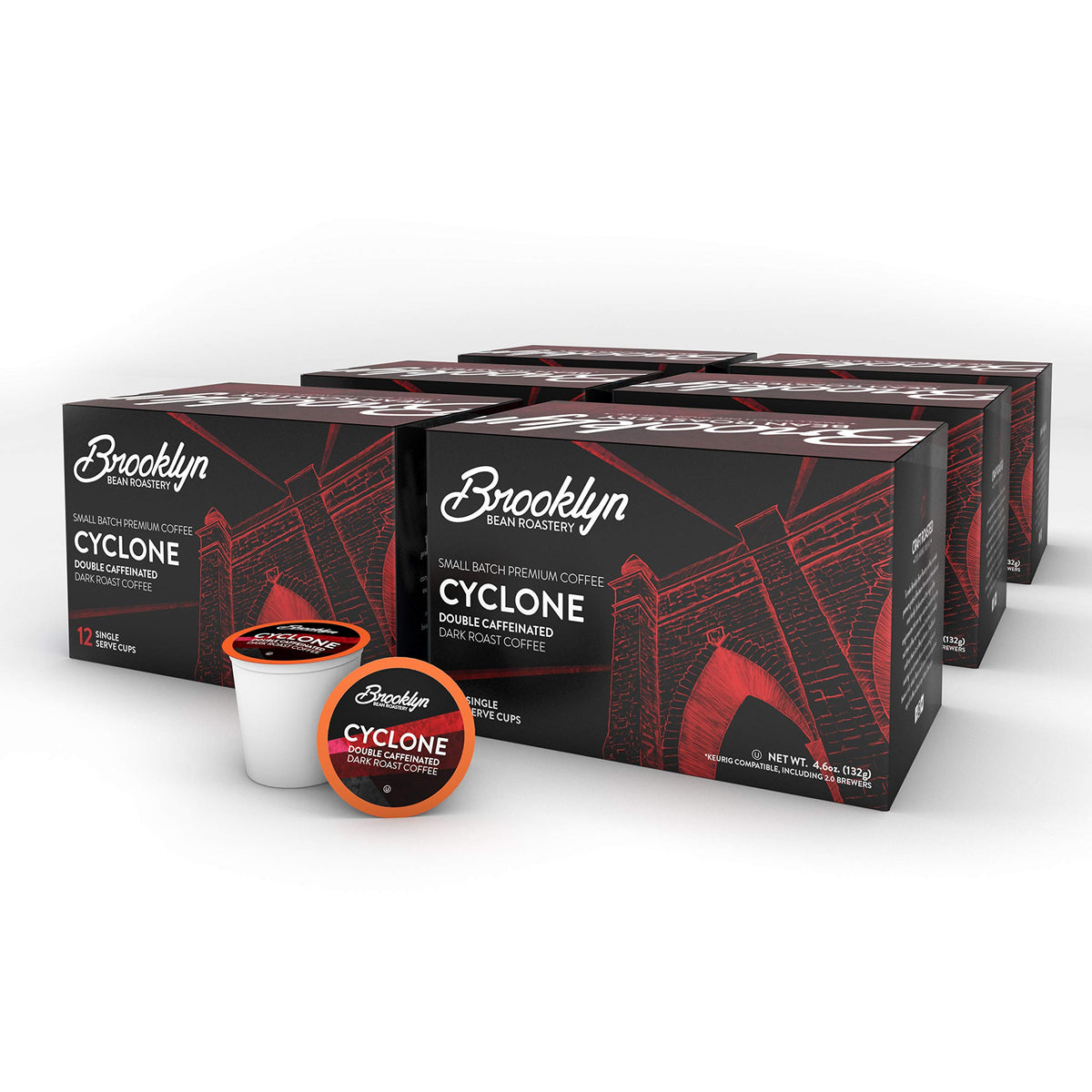 Brooklyn Beans Cyclone packaging shows energizing blend for bold mornings