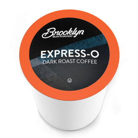 Brooklyn Beans Express-O pod pack front showing packaging for easy daily brews.