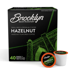 Brooklyn Beans Hazelnut pods in box highlighting premium flavor for smooth mornings