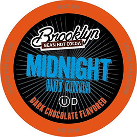 Brooklyn Beans hot cocoa pod brewing into a quick 8-ounce mug