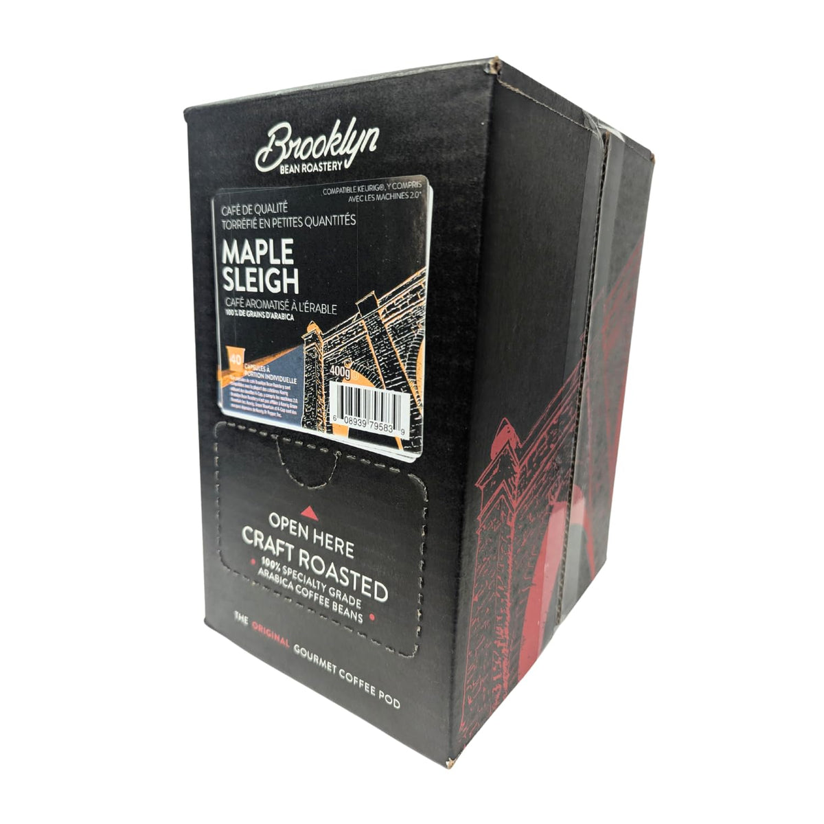 Brooklyn Beans Maple Sleigh pod in Keurig 2.0 brewer for quick brew.