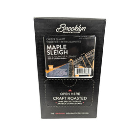 Brooklyn Beans Maple Sleigh pod close-up, showcasing rich roast aroma.