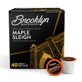 Brooklyn Beans Maple Sleigh pods front view, aromatic maple flavor for cozy mornings.