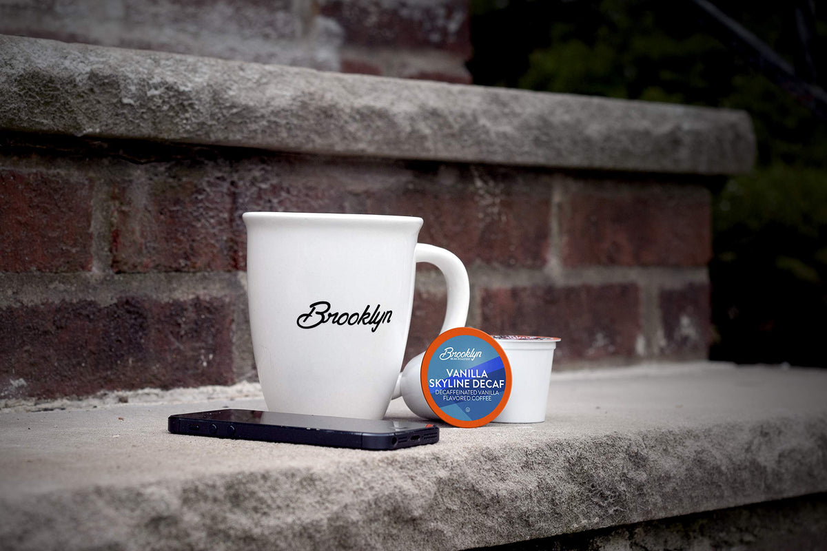 Brooklyn Beans Vanilla Skyline Decaf brew close-up showcasing creamy texture and vanilla notes