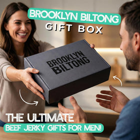 Brooklyn Biltong 2oz pack closeup highlights tender air-dried beef and clean ingredients.