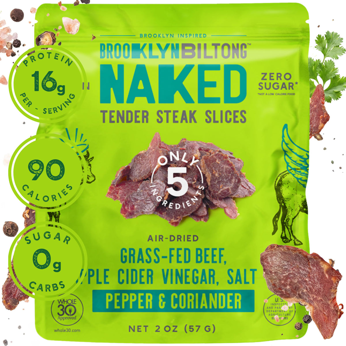 Brooklyn Biltong air-dried steak slices arranged for tasting, premium lean protein.