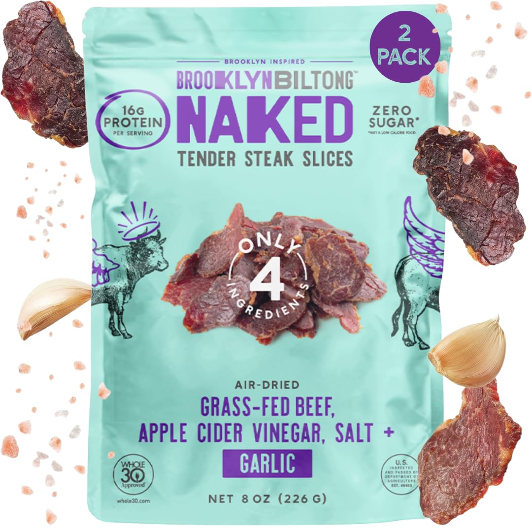 Brooklyn Biltong garlic beef snack pack ready for on-the-go protein.