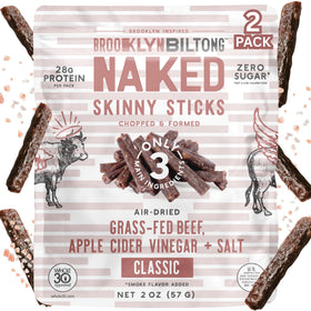 Brooklyn Biltong Naked Skinny Sticks pack of 2 for convenient protein.