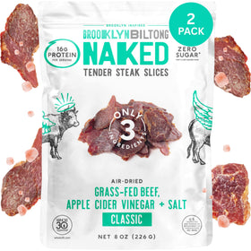 Brooklyn Biltong Naked Tender Slices Classic two 8oz packs, high-protein snack