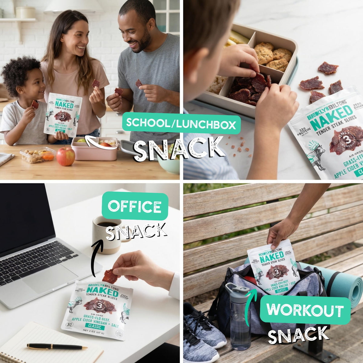 Brooklyn Biltong Naked Tender Slices on-shelf display highlights convenient protein option