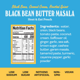 Brooklyn Delhi Black Bean Butter Masala microwaving 90 seconds for quick weeknight dinner.