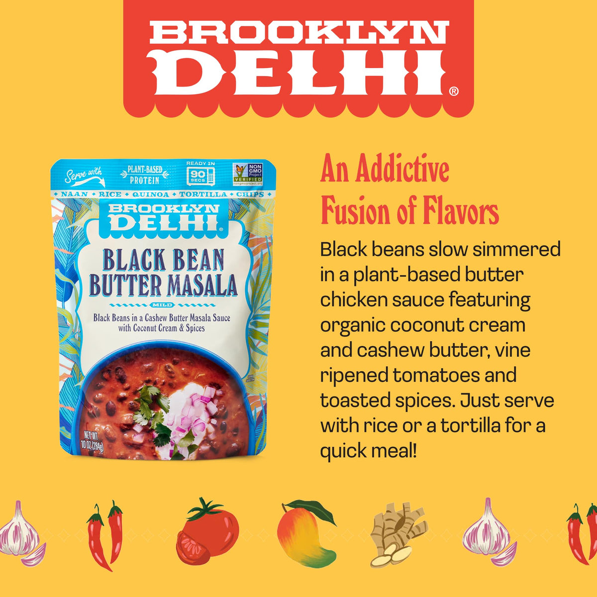 Brooklyn Delhi Butter Masala sauce closeup highlights creamy cashew and coconut richness.