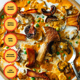 Brooklyn Delhi Korma simmer scene suggests fragrant, mild curry perfect for family dinners.