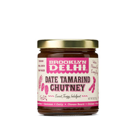 Brooklyn Delhi Date Tamarind Chutney jar close-up with smooth, glossy chutney