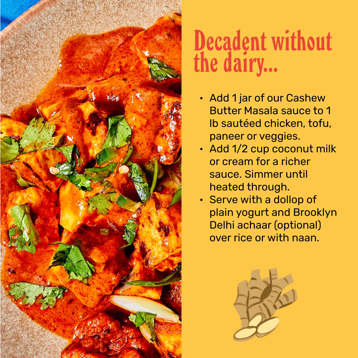 Brooklyn Delhi Golden Coconut Curry ingredients close-up with cashew butter and coconut cream
