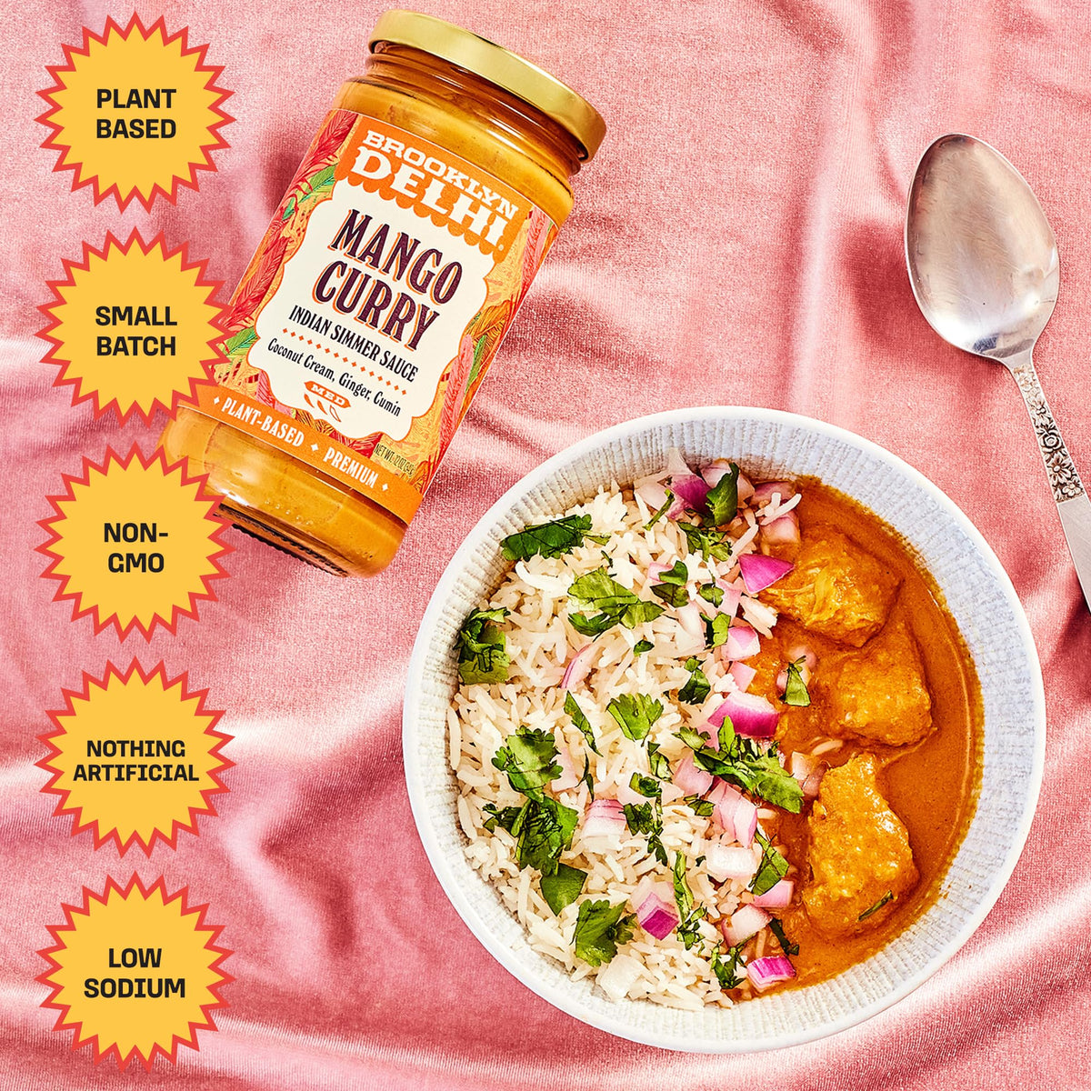 Brooklyn Delhi Golden Coconut Curry pan-simmered dish with veggies.