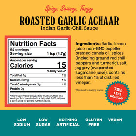 Roasted garlic cloves alongside Brooklyn Delhi Achaar for bold aroma.