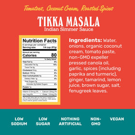 Brooklyn Delhi Tikka Masala bottle pour highlights creamy coconut base for easy curries.