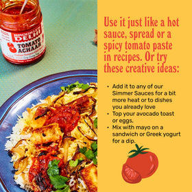 Brooklyn Delhi Tomato Achaar dipping sauce pairs with dips and sandwiches.