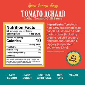 Brooklyn Delhi Tomato Achaar ingredients visible, ready to enhance sauces.