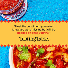 Brooklyn Delhi Tomato Achaar label highlights vegan ingredients and origin.