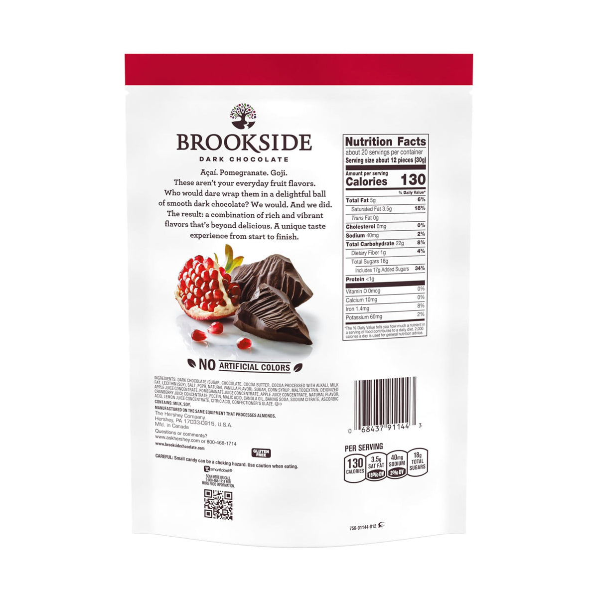 Close-up of Brookside chocolate with juicy pomegranate centers.