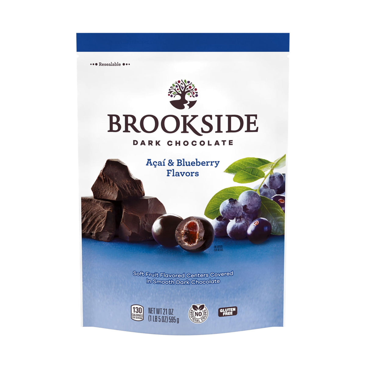 Brookside snacking chocolate on a hike, perfect for on-the-go treat.
