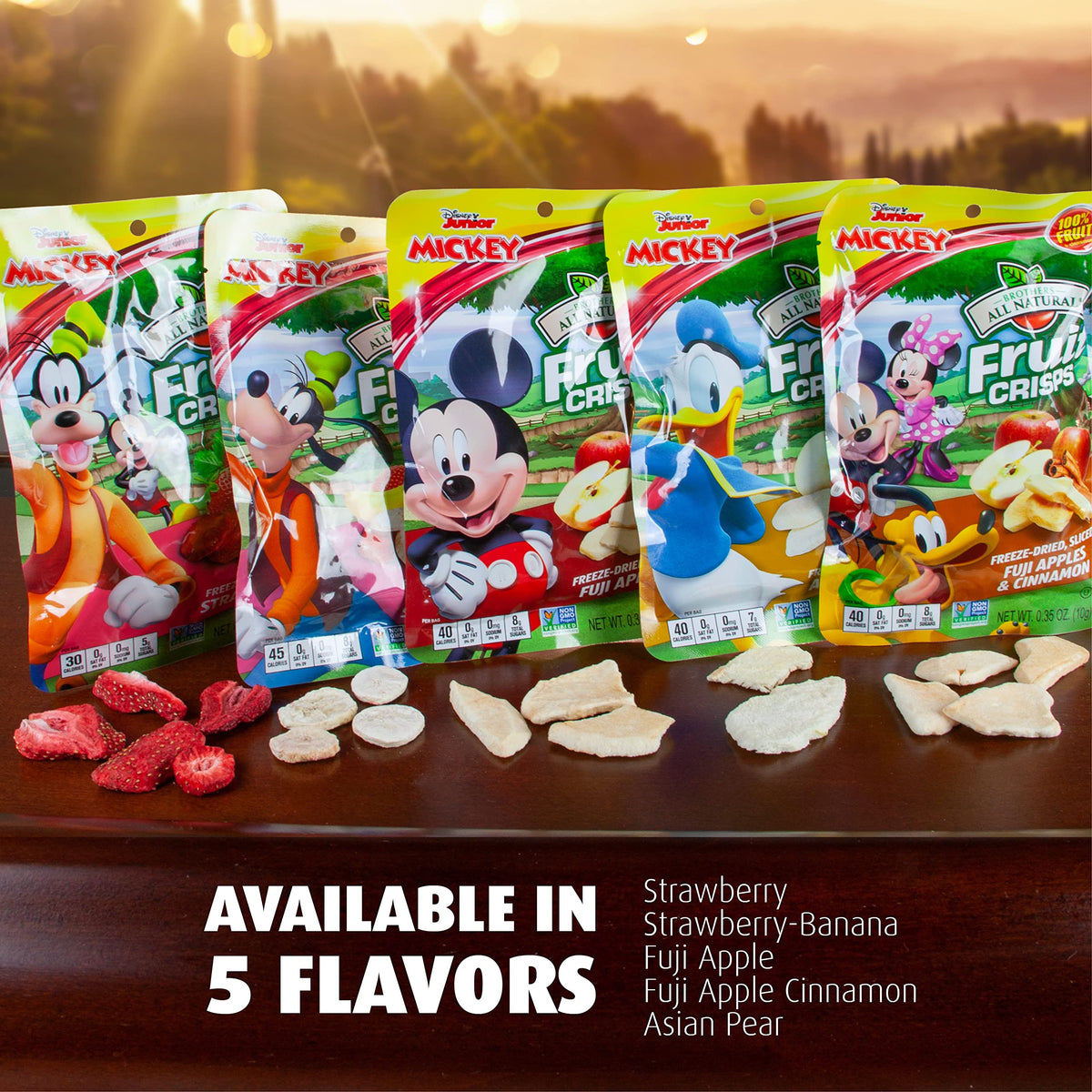 Disney character artwork on packaging to attract kids while keeping it allergen-friendly.