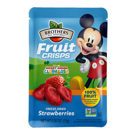 Brothers-ALL-Natural Disney Strawberry Fruit Crisp bag with vibrant freeze-dried strawberries, ready to snack.