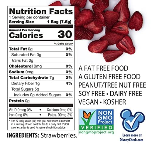 Individual 0.26 oz pouch of Disney Strawberry Fruit Crisps for on-the-go snacking.