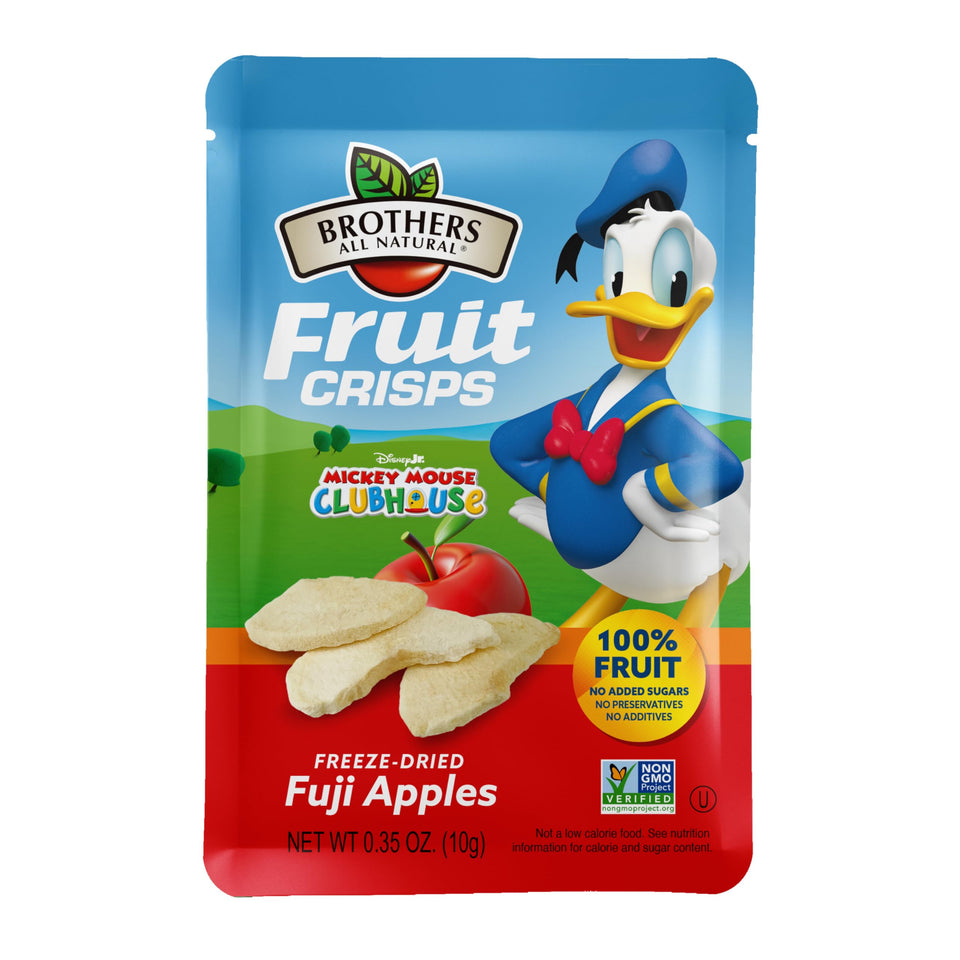 Brothers All Natural Disney Fuji Apple crisps bag front, a ready-to-go healthy snack.