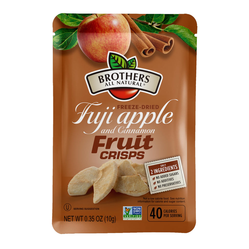 Brothers All Natural freeze-dried Apple Cinnamon Crisps in a 24-pack for on-the-go snacking