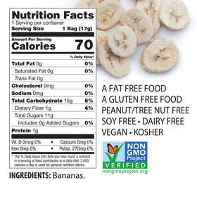 Brothers All Natural banana crisps showing ingredients and fruit-based simplicity.