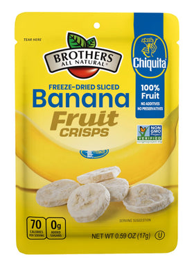 Brothers All Natural banana crisps pack 24 front view, convenient healthy snack.