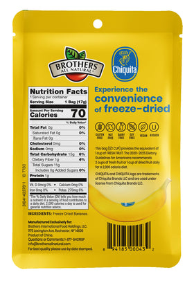 Brothers All Natural freeze dried banana crisps texture close up, crisp crunch.