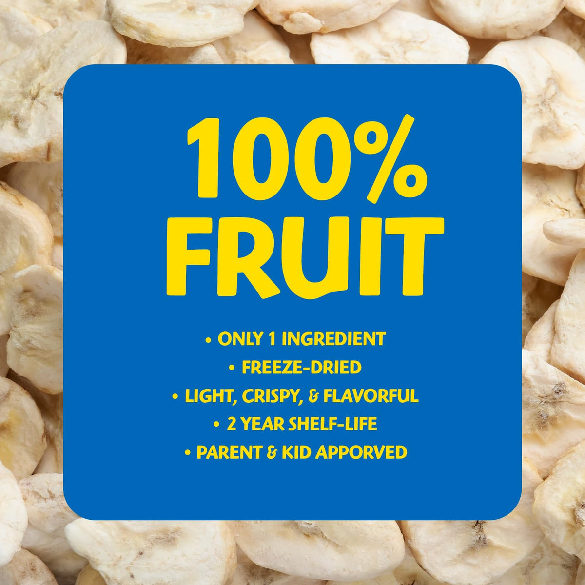 Brothers All Natural freeze dried banana crisps snack bag ready for on the go.