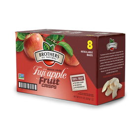 Brothers All Natural Fuji Apple Crisps eight-pack, on-the-go snack option.