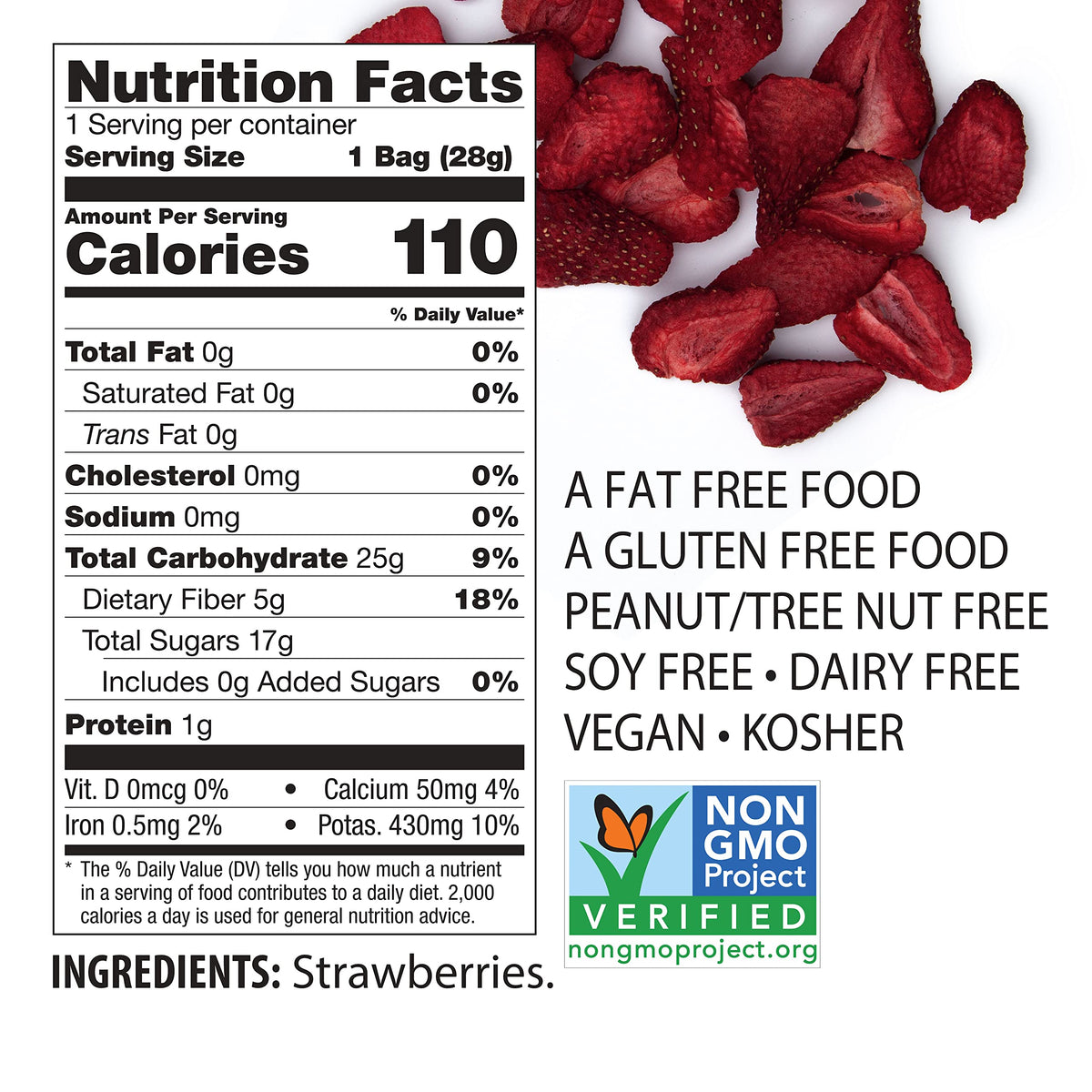 Brothers All Natural 8-pack close-up shows crunchy strawberry crisps