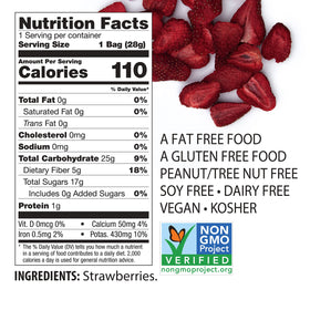 Brothers All Natural 8-pack close-up shows crunchy strawberry crisps