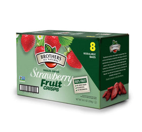 Brothers All Natural freeze-dried strawberry crisps 8-pack front view, natural flavor